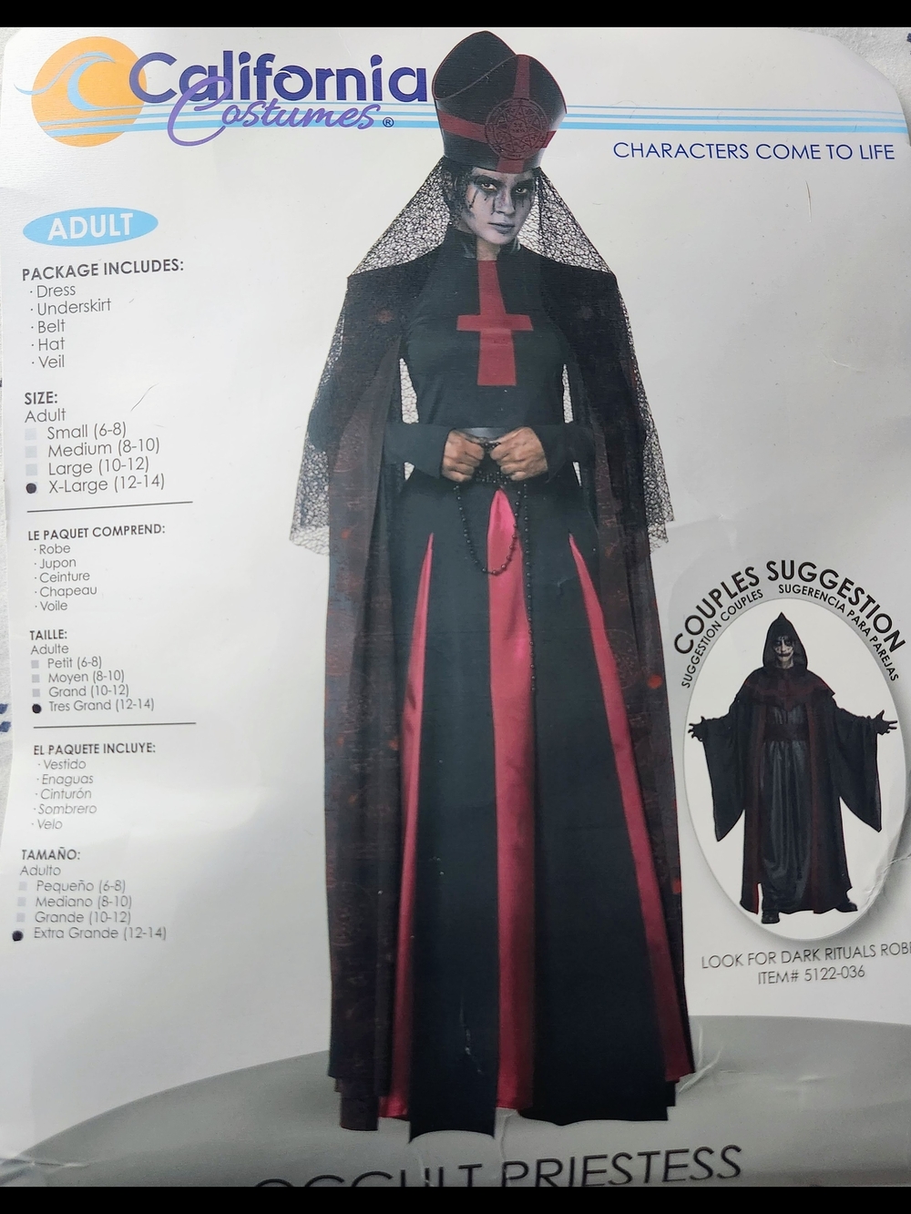 California Costumes Black and Red Occult Priestess Costume